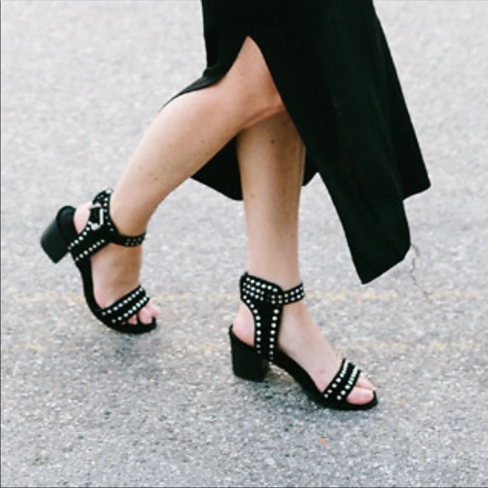 SOL SANA PORTER HEEL IN STUDDED BLACK SUEDE